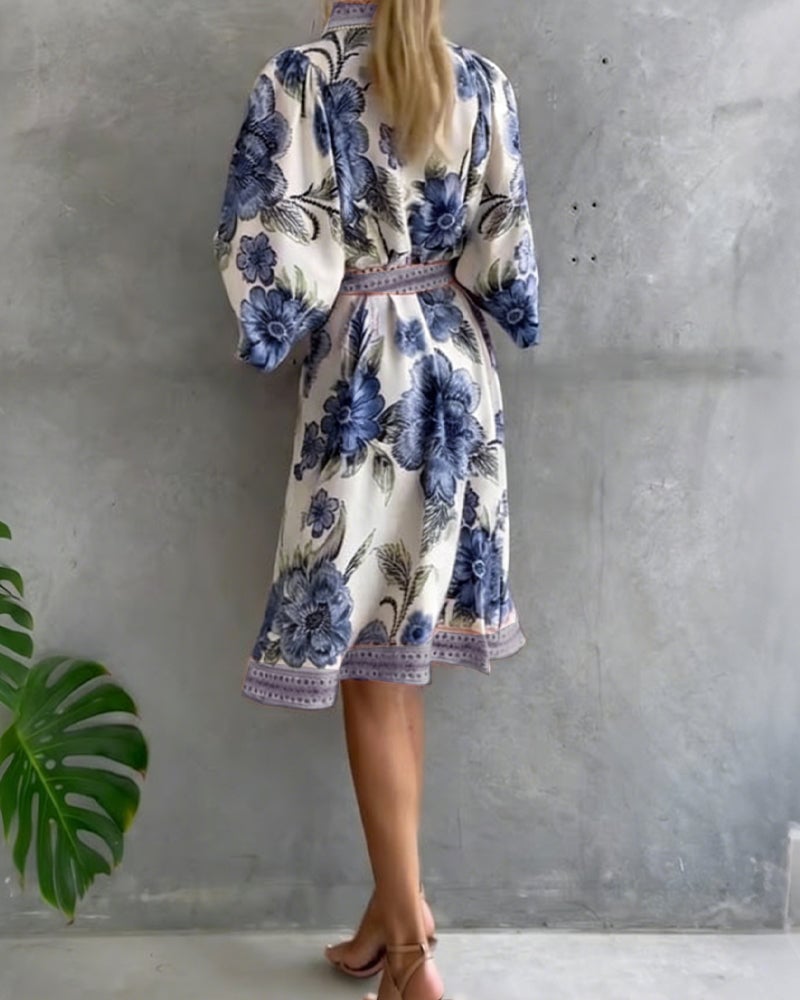 Eleganza Flow – Printed A-Line Dress