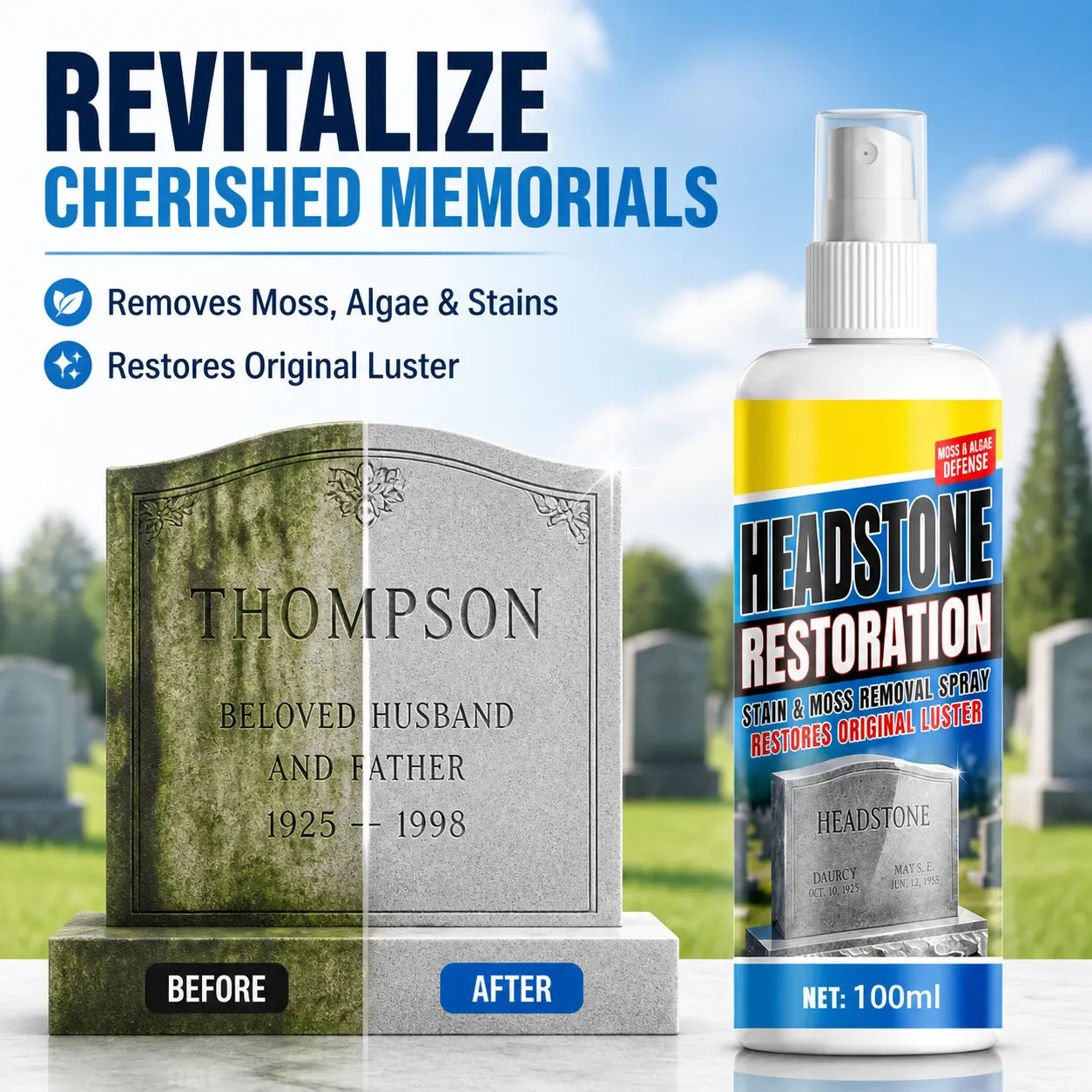 StoneRevive – Headstone Restoration Cleaning Spray