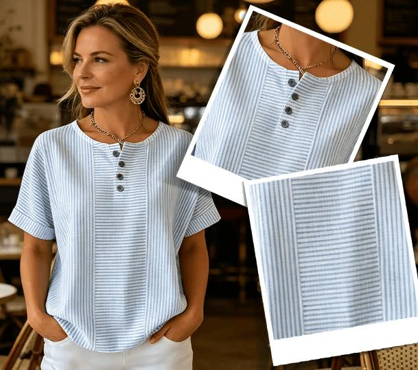 LunaWear – Round Neck Short Sleeve Blouse