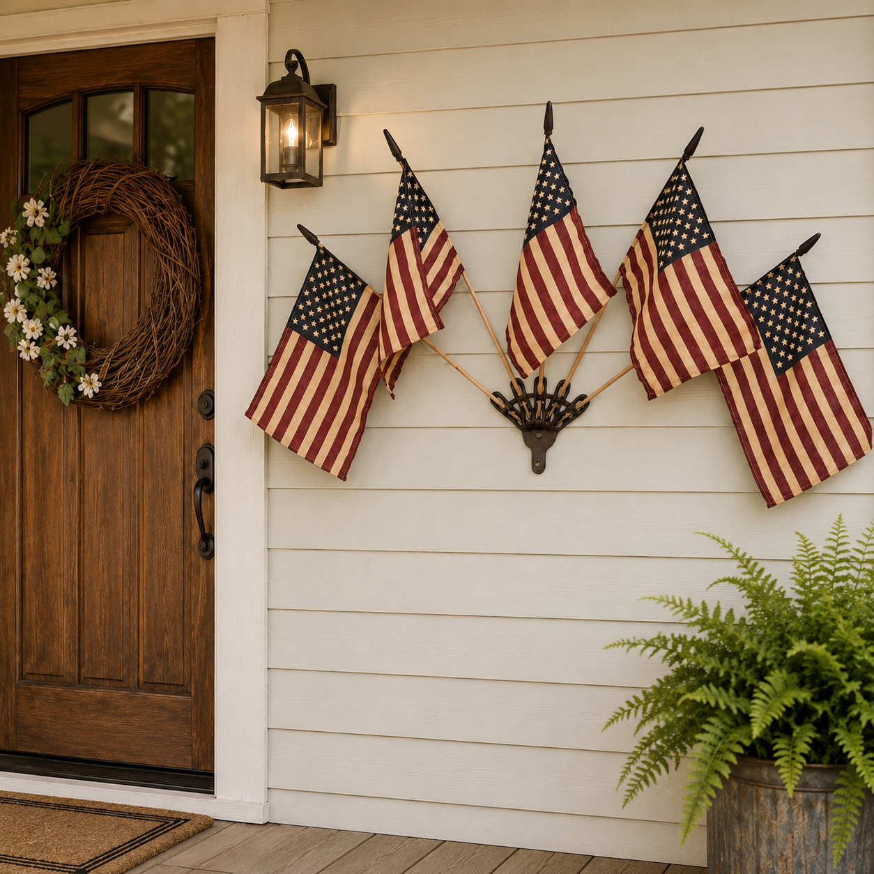 HeritageForge – Rustic Flag Cast Iron Wall Display
