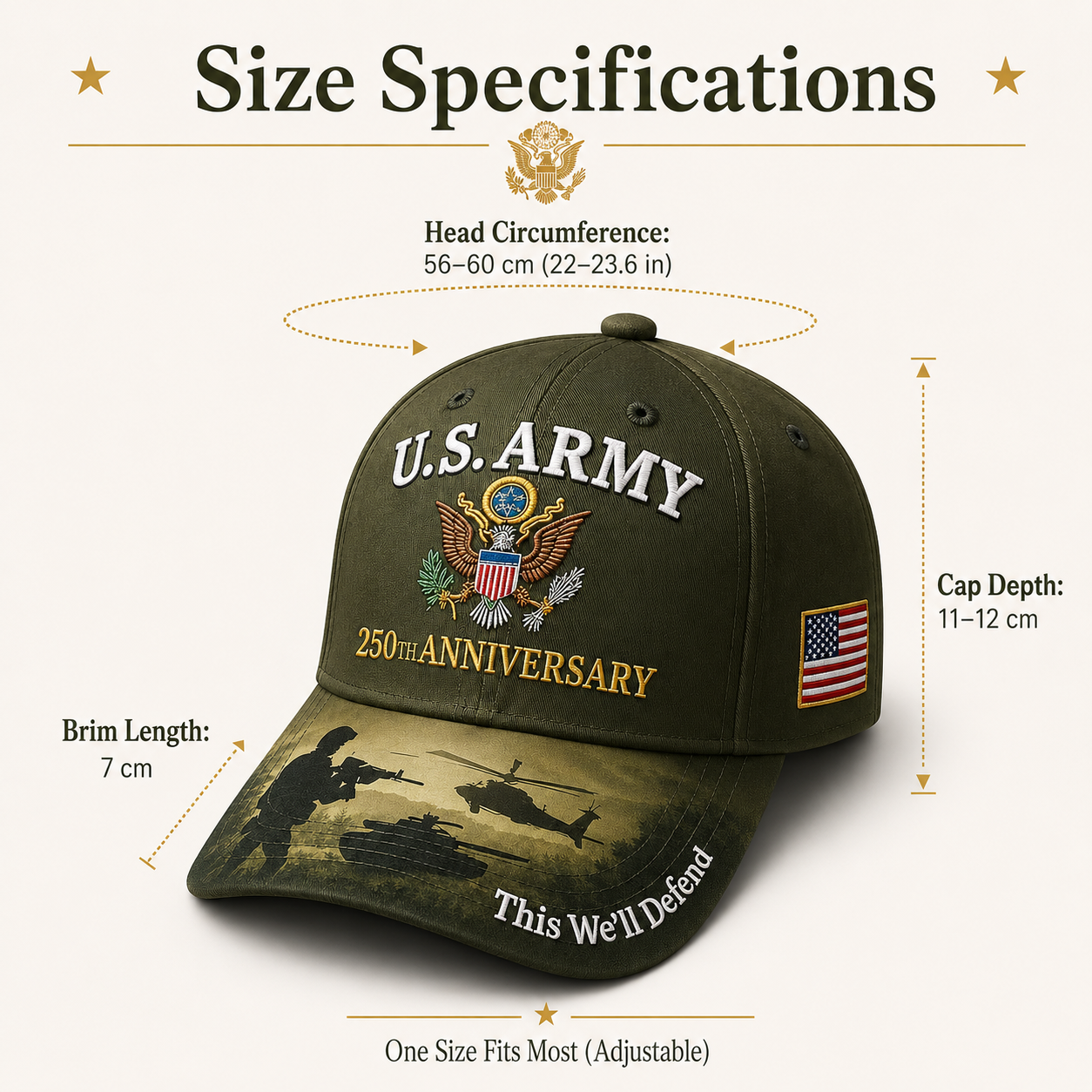 HonorStitch - 250 Years Army Anniversary Cap