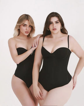 CurveLuxe – Back Lace-Up Seamless Thong Bodysuit