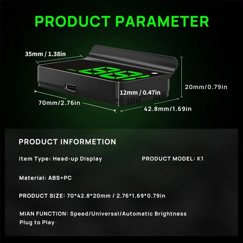 AuraDrive – Head-Up Display Car GPS Digital Speedometer