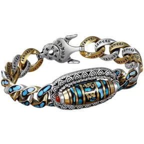 ZenAura – Turquoise Mantra Dzi Bead Bracelet