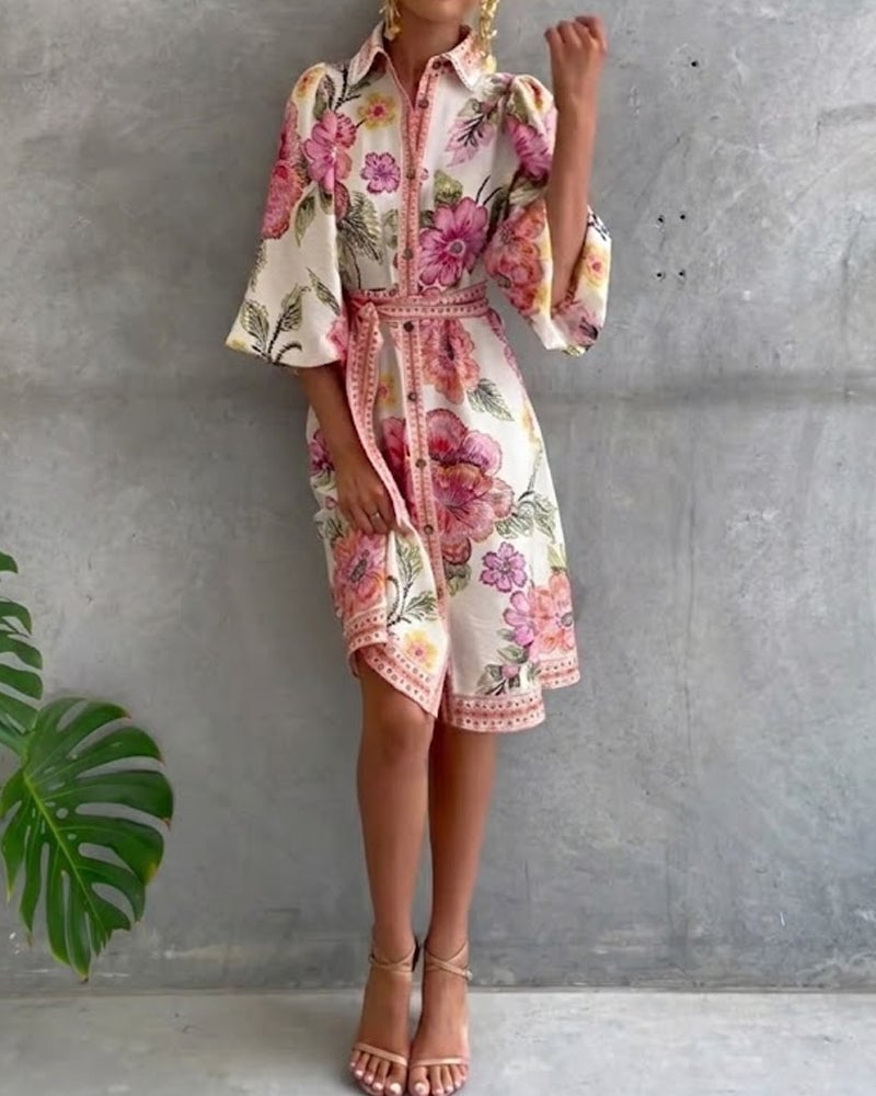 Eleganza Flow – Printed A-Line Dress