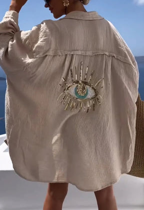ShineFlow – Elegant Sparkle Button Shirt