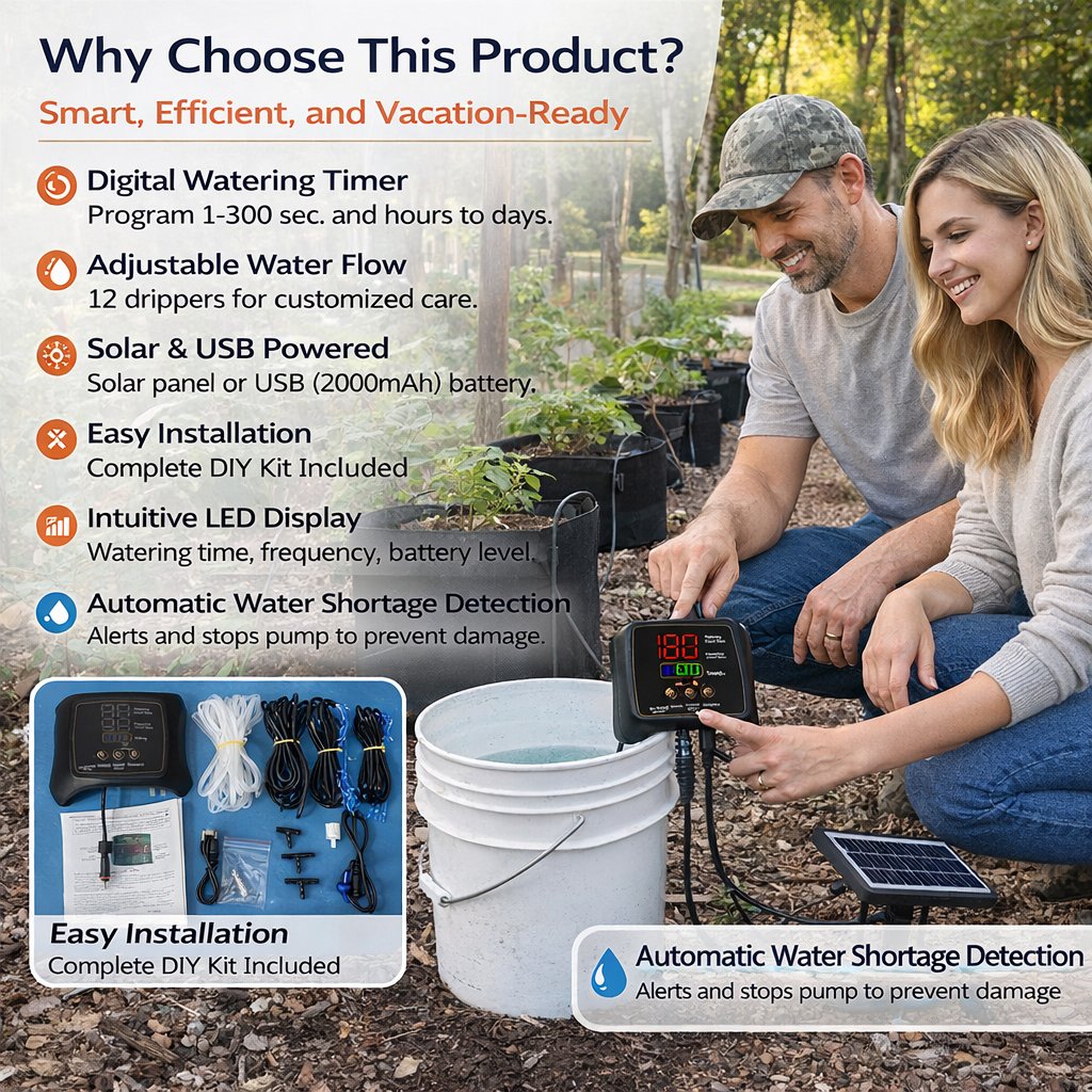 💧 12-Plant Solar Drip Irrigation Kit 🔥