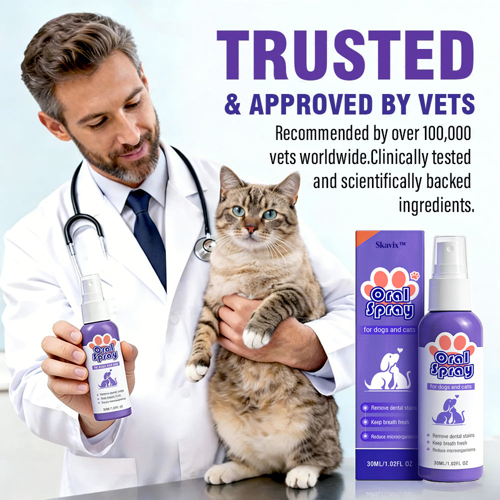 Skavix™ Pet Oral Spray ✅FDA Approved | Freshen Breath, Remove Tartar & Promote gum regeneration, stabilize teeth 🦷🦷