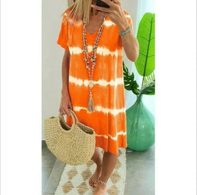 ChillAura | Tie-Dye Striped Loose Summer Dress