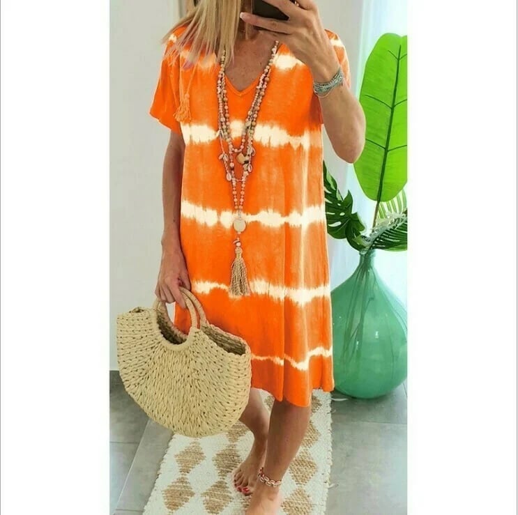ChillAura | Tie-Dye Striped Loose Summer Dress