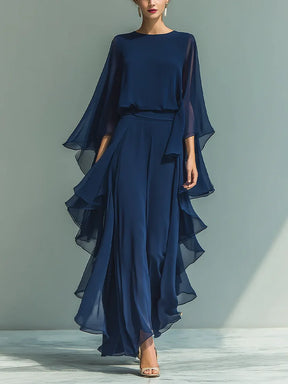 GraceLuxe – Elegant Chiffon Outfit Pants Set