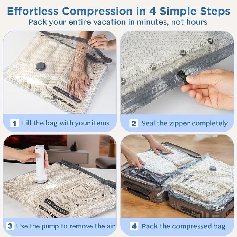 PackEase – Cordless Travel Storage Vacuum Bags