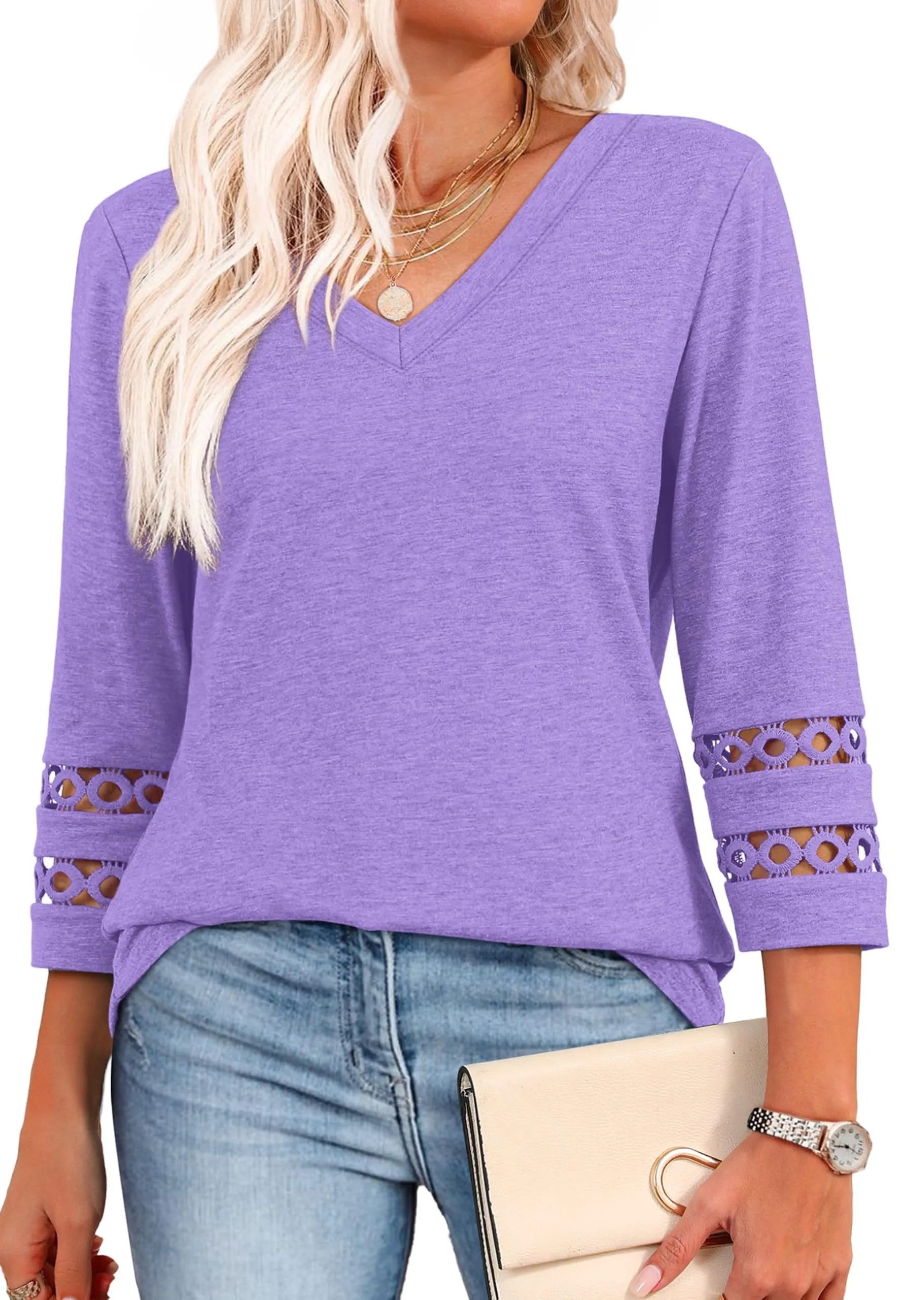 ClairaMode | Relaxed Fit V-Neck Sleeve Women Tee