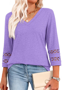 ClairaMode | Relaxed Fit V-Neck Sleeve Women Tee