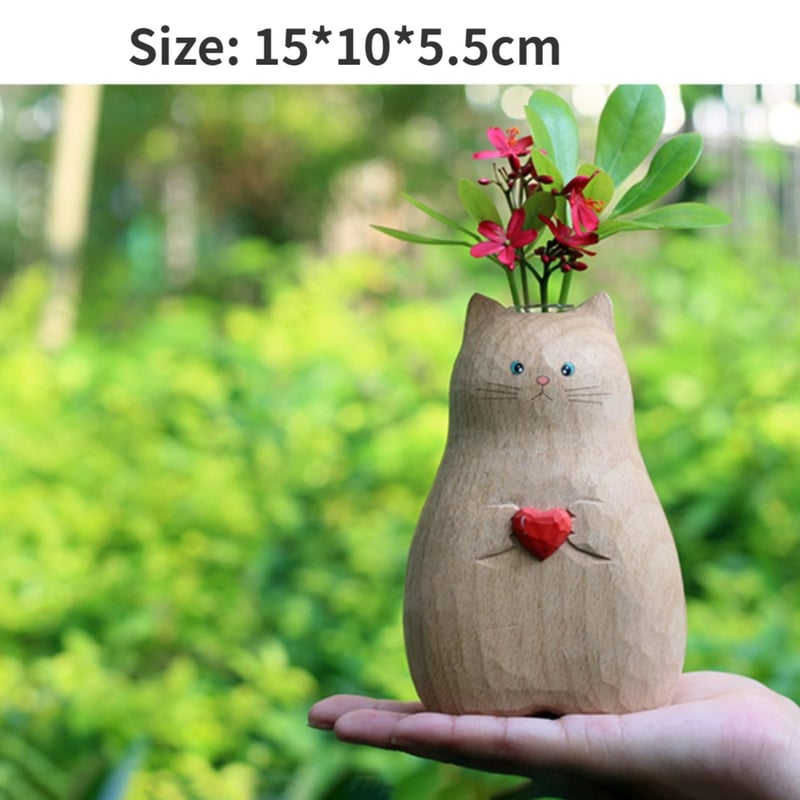 WoodWhisker – Handmade Wooden Cat Vase