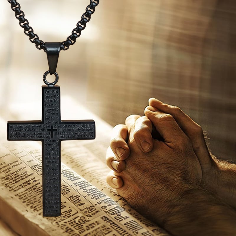 FaithScript – Lord’s Prayer Scribble Cross Necklace
