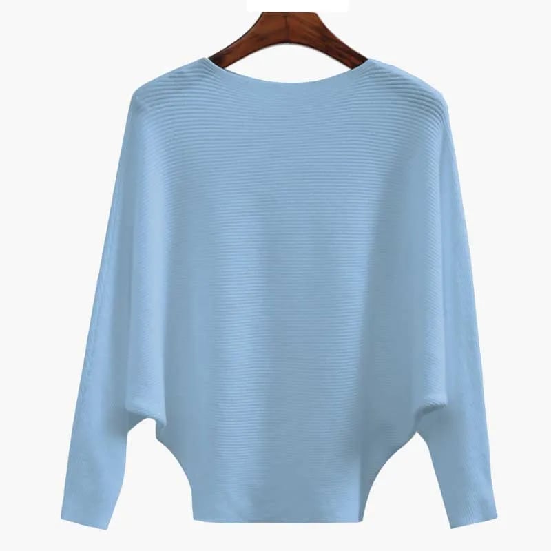 CozyWave – Women’s Boat Neck Bat Sleeve Knitted Sweater