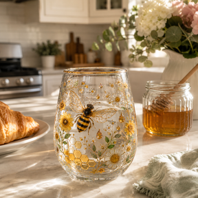 HoneyGlow Garden - Limited Edition Bee Glass Tea Cup