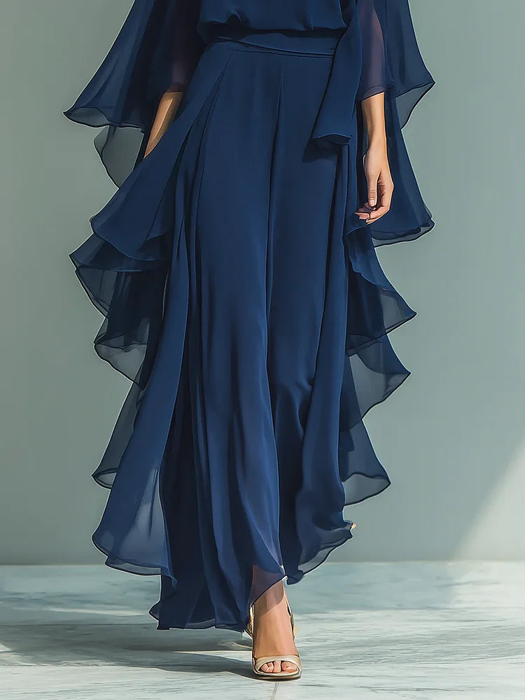 GraceLuxe – Elegant Chiffon Outfit Pants Set