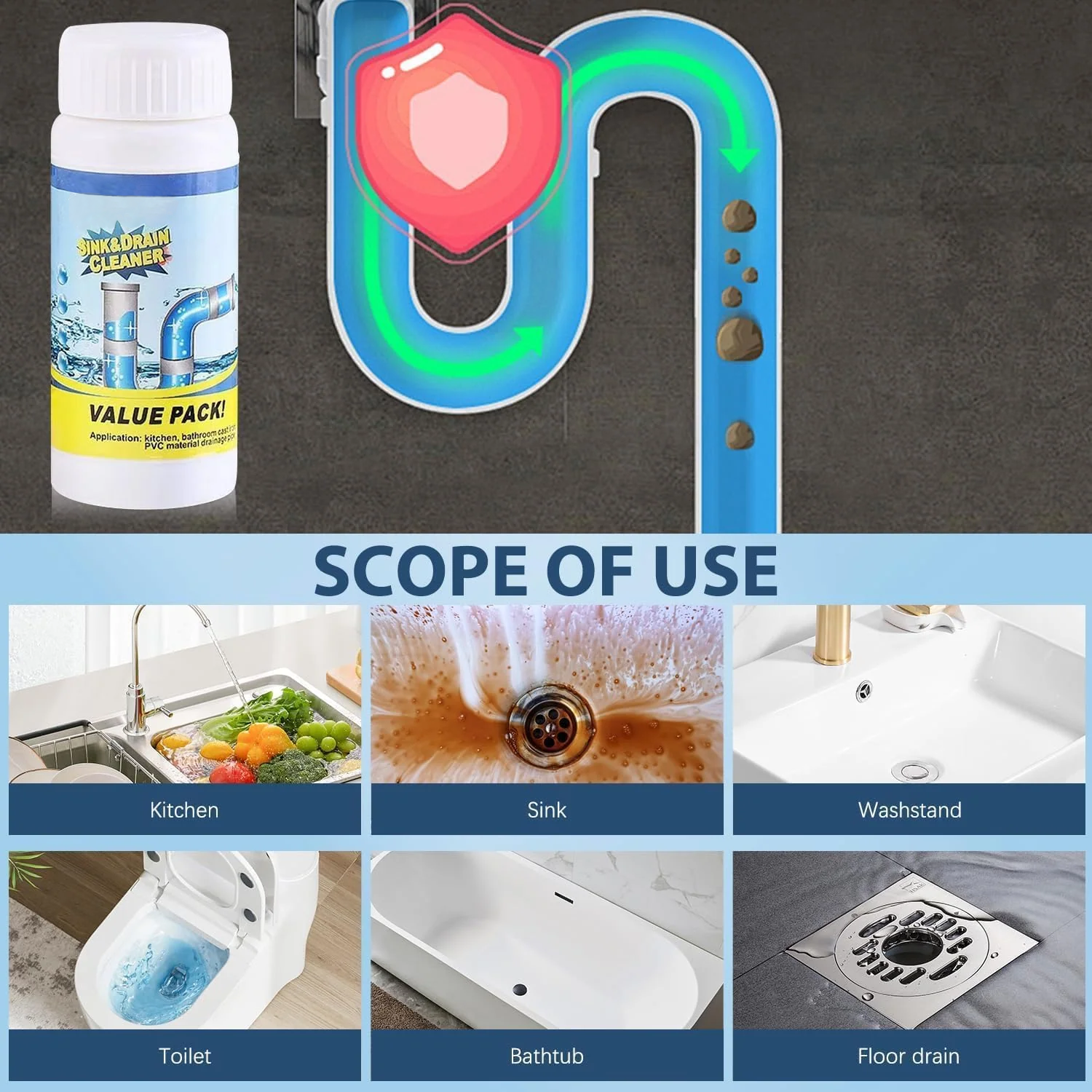 LAST DAY 50% off✨ Powerful Sink Drain Cleaner - All-Purpose Pipe Dredging Powder for Home