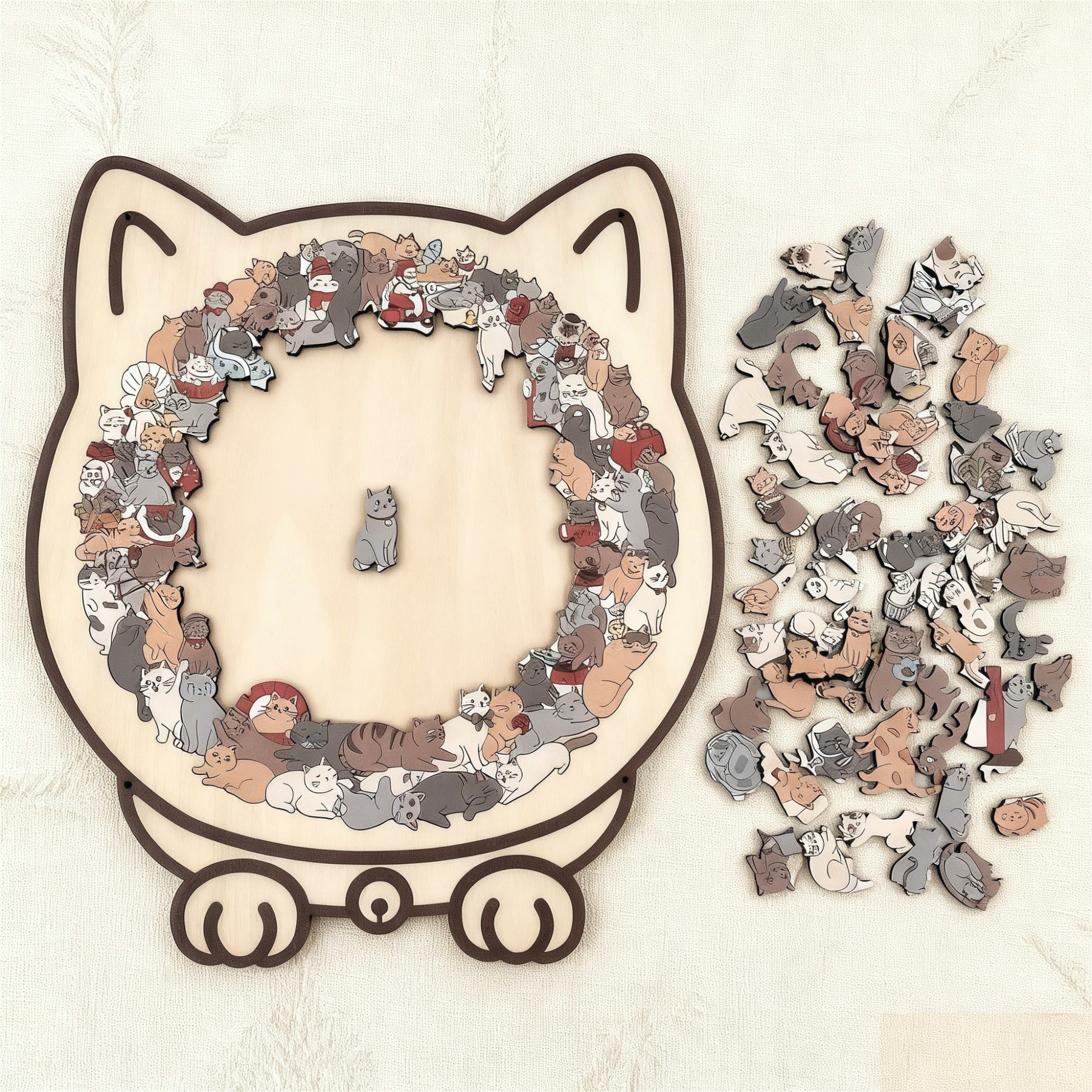 WhiskerCraft –  135 Pcs Cat Shaped Wooden Puzzle