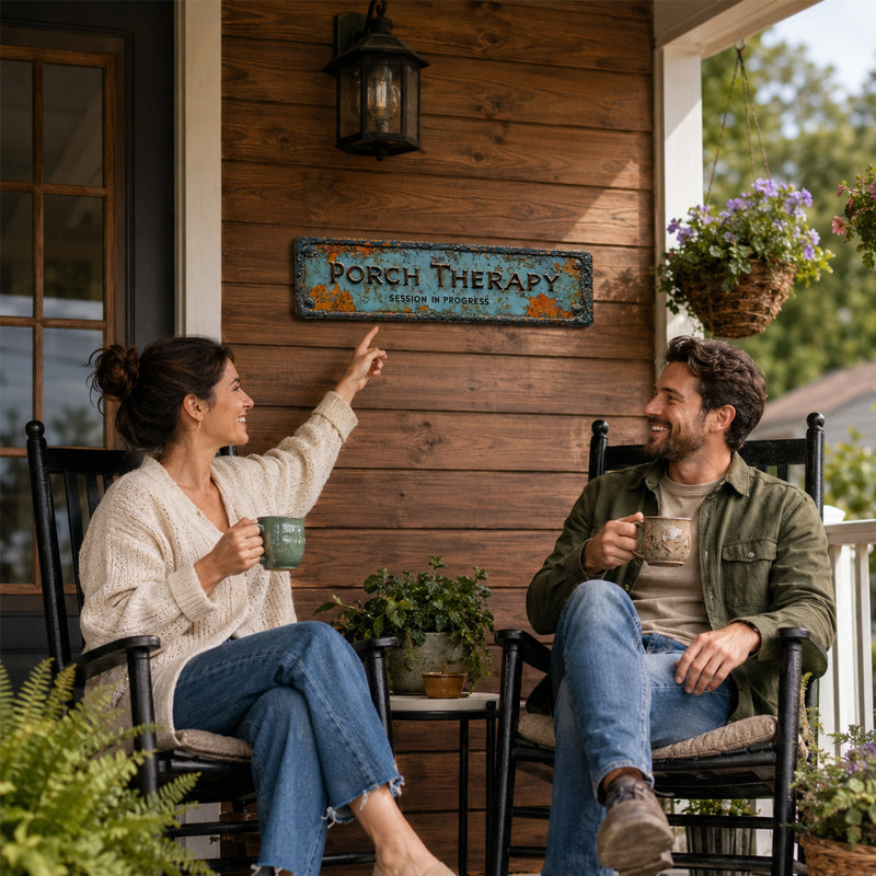 CozyHaven – Rustic Outdoor Porch Therapy Sign