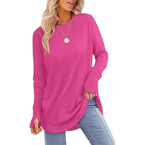 VeloraFit – Thumb Hole Curved Hem Tunic Shirt
