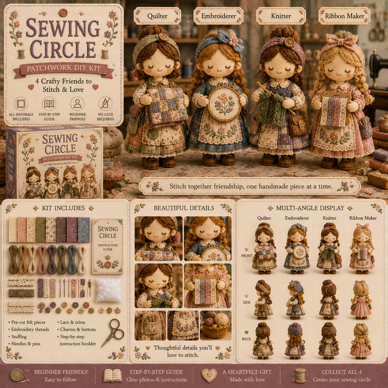 TinyWorlds – Cozy Patchwork DIY Craft Kit Collection