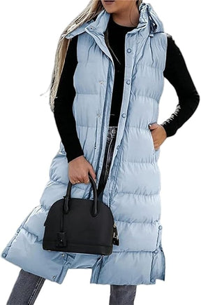 QuiltChic – Women's Long Puffer Vest with Hood
