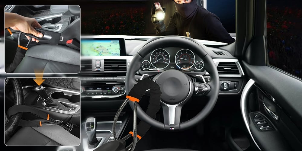 DriveDefender | Seat Belt + Steering Wheel Car Lock System