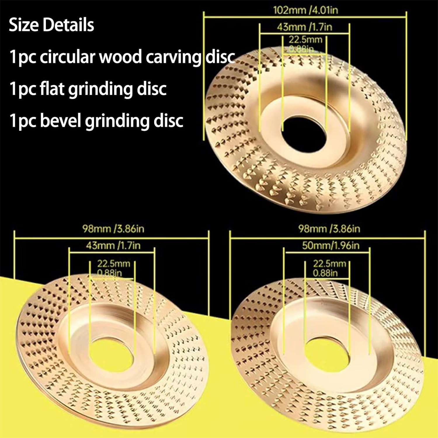 GrindCraft – 3-Piece Wood Shaping Disc Kit