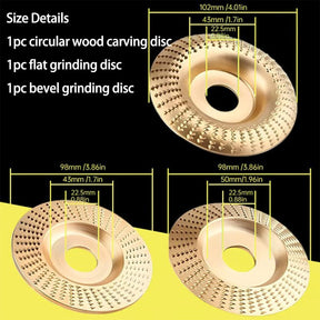 GrindCraft – 3-Piece Wood Shaping Disc Kit