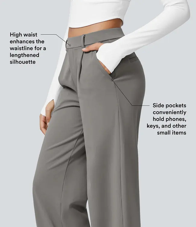 EleganceFit – High Waist Straight Casual Pants