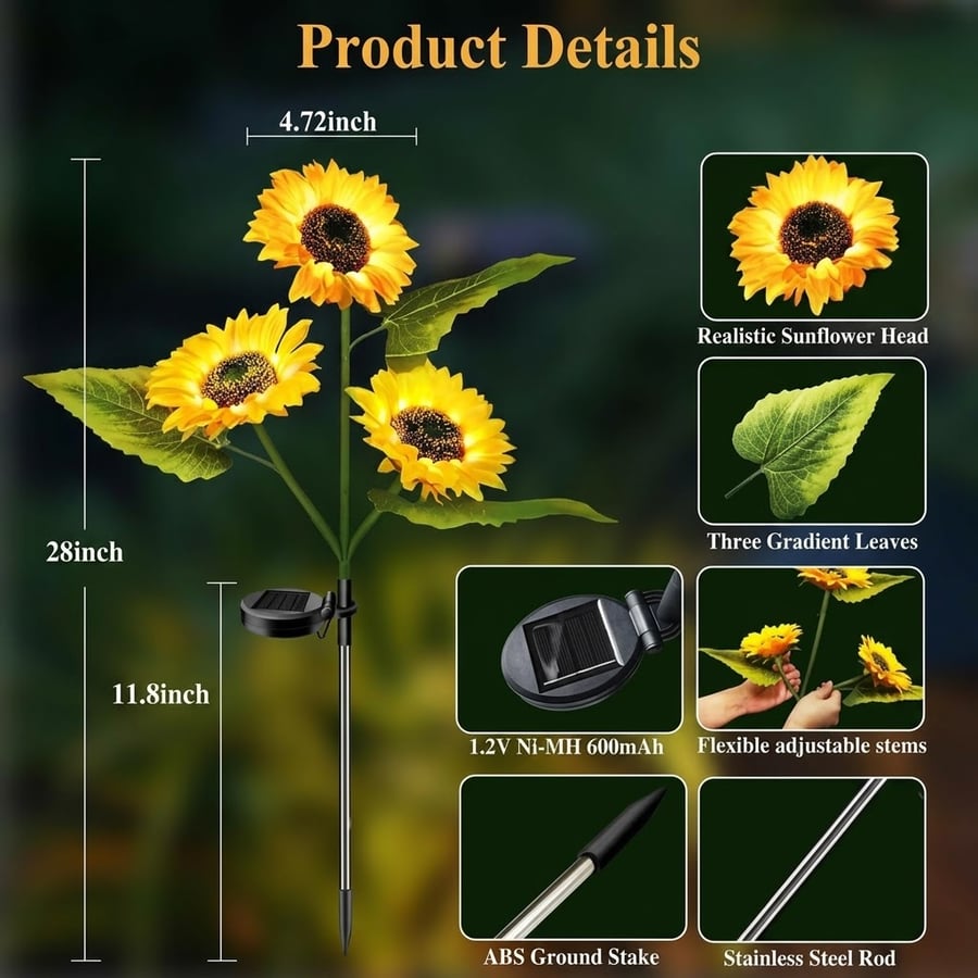 GlowPetal – Solar Sunflower Outdoor Garden Lights