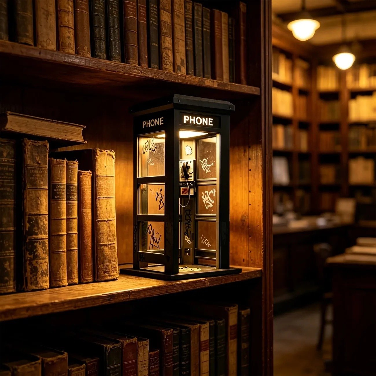 NoirBooth Glow - Vintage Phone Booth Ambient Lamp