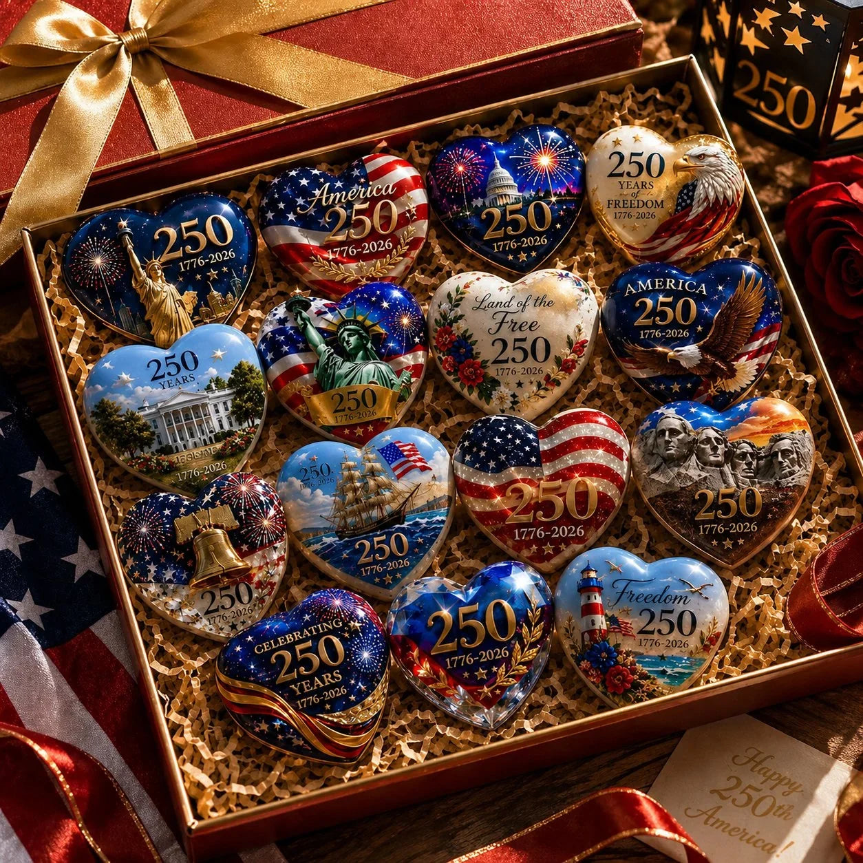 PatriotHearts – America 250th Anniversary Heart Ornament Collection
