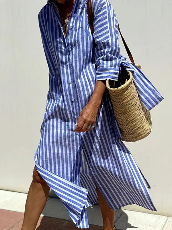 StripeMuse – Classic Striped Summer Shirt Dress