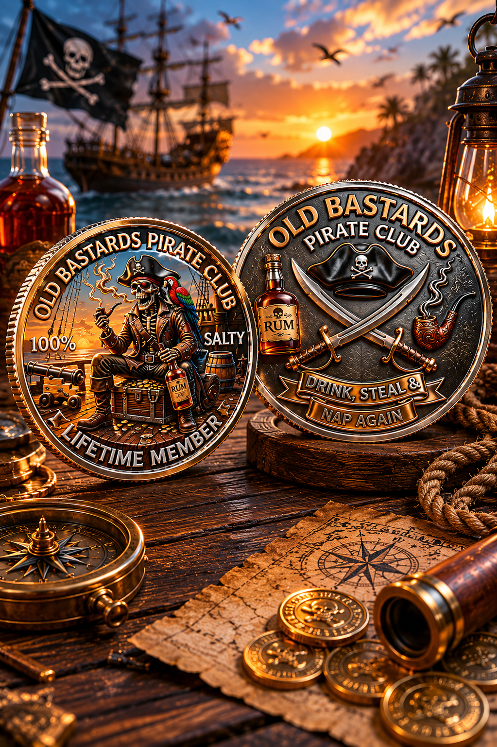 RumRaider – Double-Sided Pirate Challenge Coin