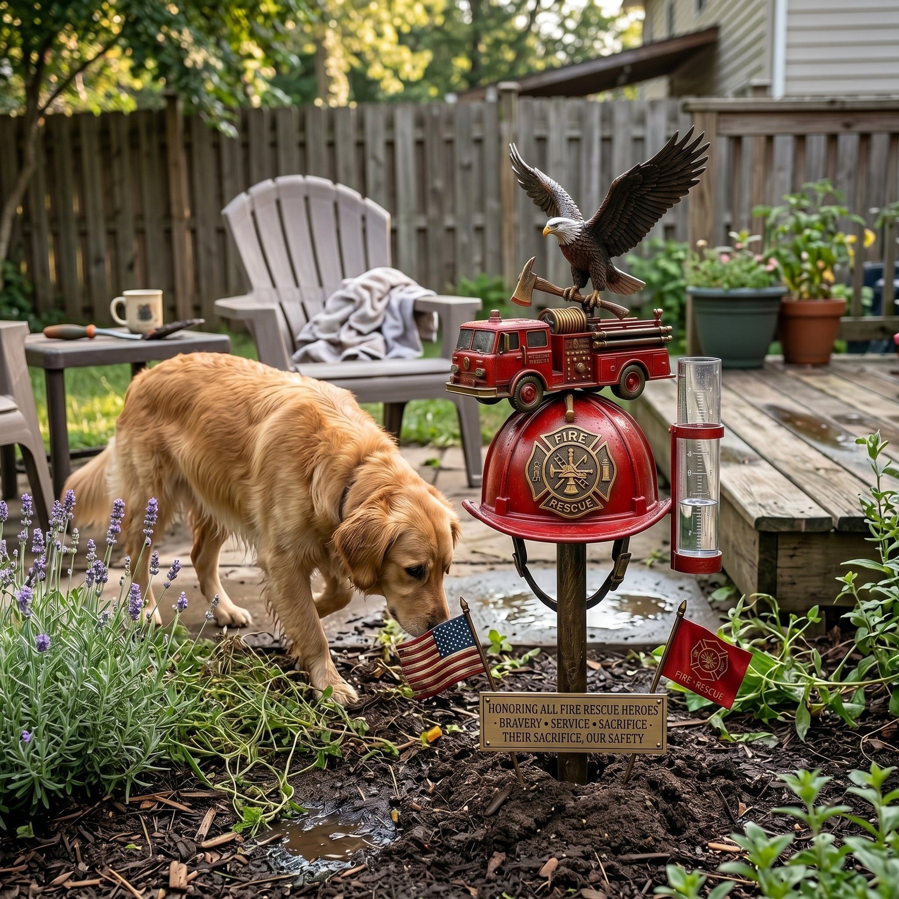 FireHonor – Firefighter Tribute Garden Rain Gauge