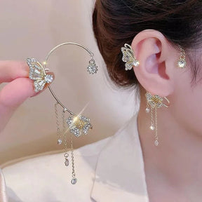 ButterGlow – Cubic Zirconia Butterfly Fringe Earrings