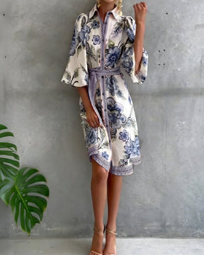 Eleganza Flow – Printed A-Line Dress
