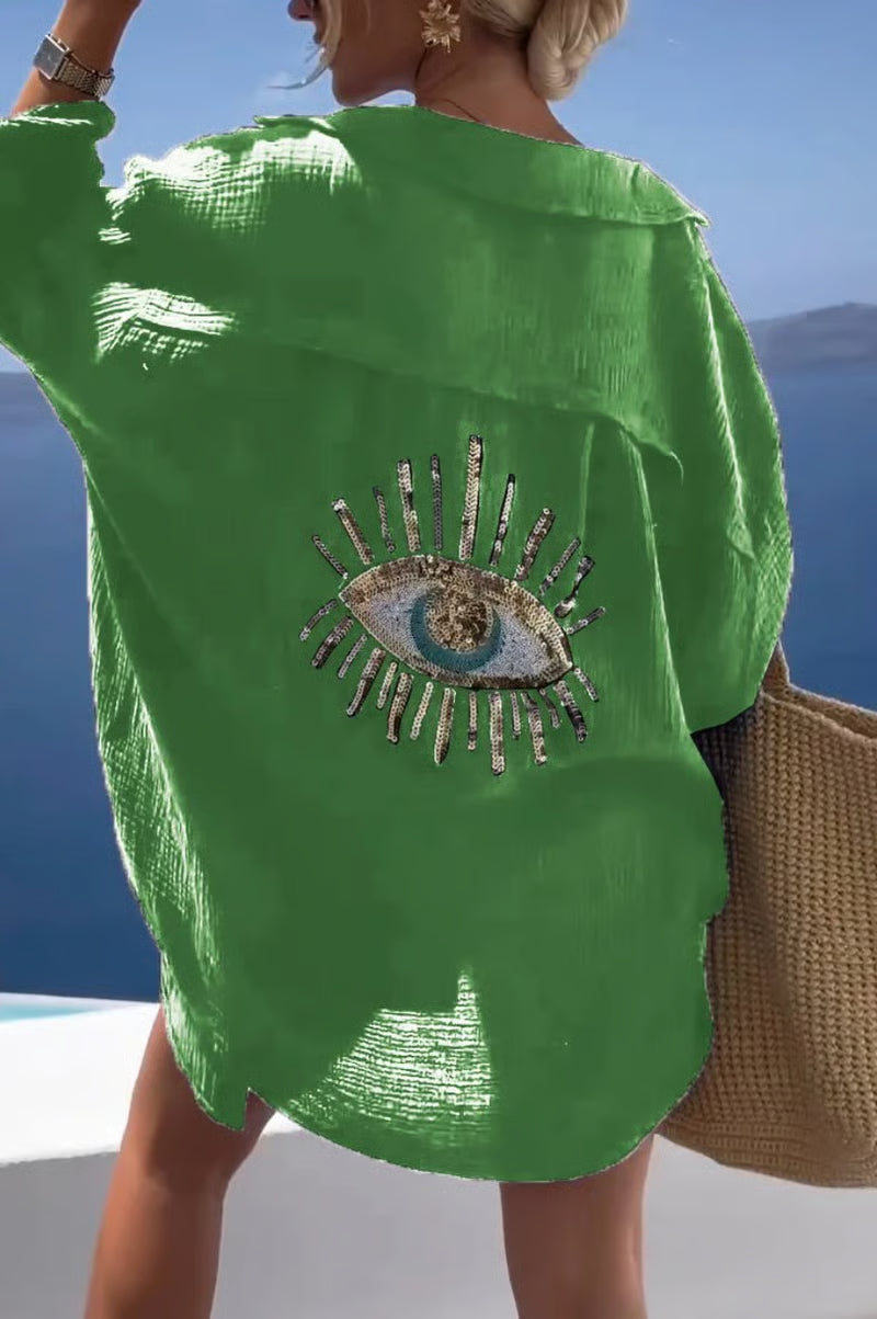 ShineFlow – Elegant Sparkle Button Shirt