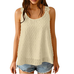 LaceBloom - Elegant Dot Lace Strap Tank Top