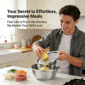 GrateCraft | 3-in-1 Stainless Steel Grater Bowl