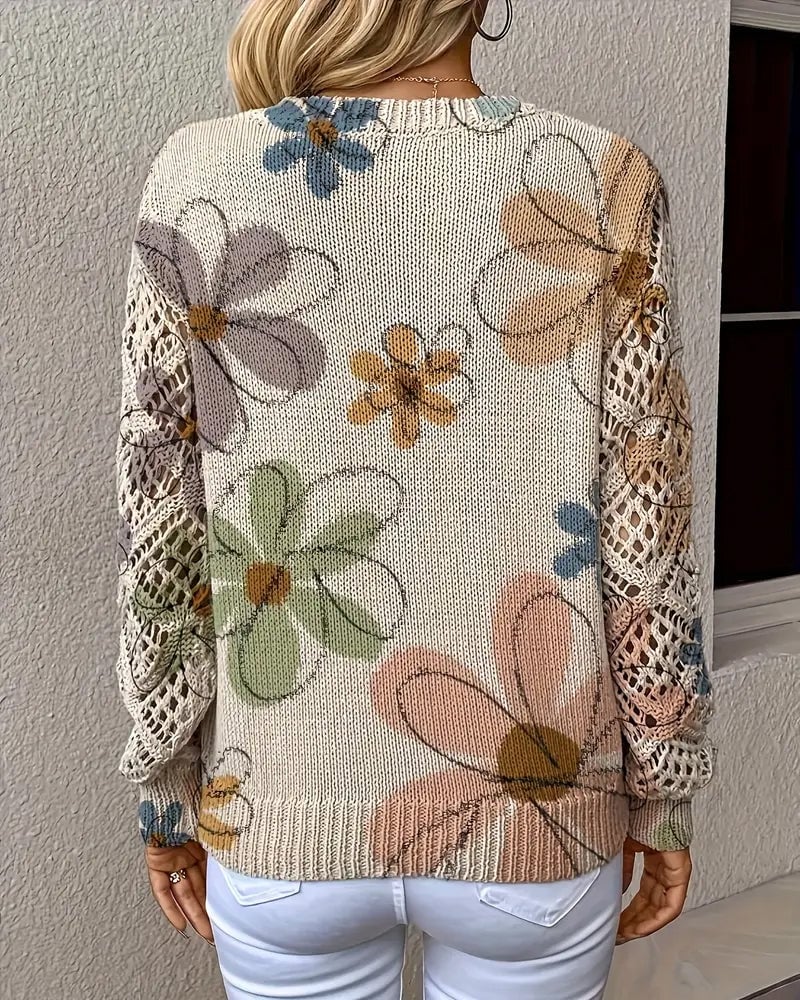 LaceWeave | V-Neck Openwork Knit Sweater