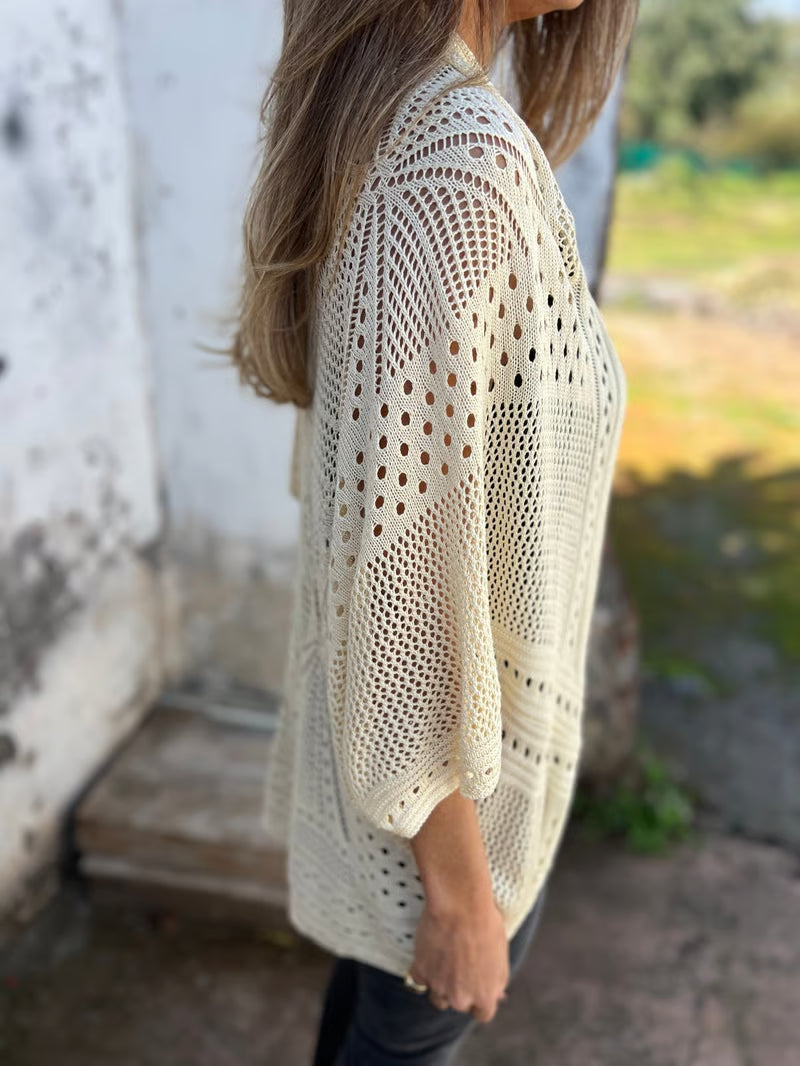 CloudWeave – Hollow Half Sleeve Cardigan