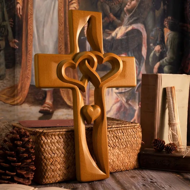 HeartFaith – Intertwined Heart Wooden Cross