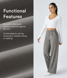 EleganceFit – High Waist Straight Casual Pants