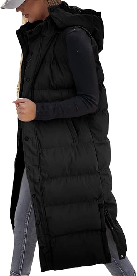 QuiltChic – Women's Long Puffer Vest with Hood