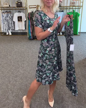 EleganceFit – Slim Waist Printed Dress